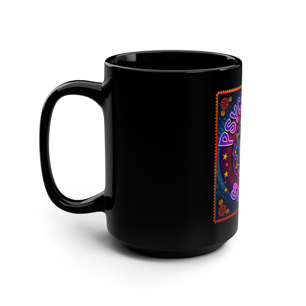 Psychedelic Scene 15oz Black Mug — Trippy Eye Mandala Coffee Cup