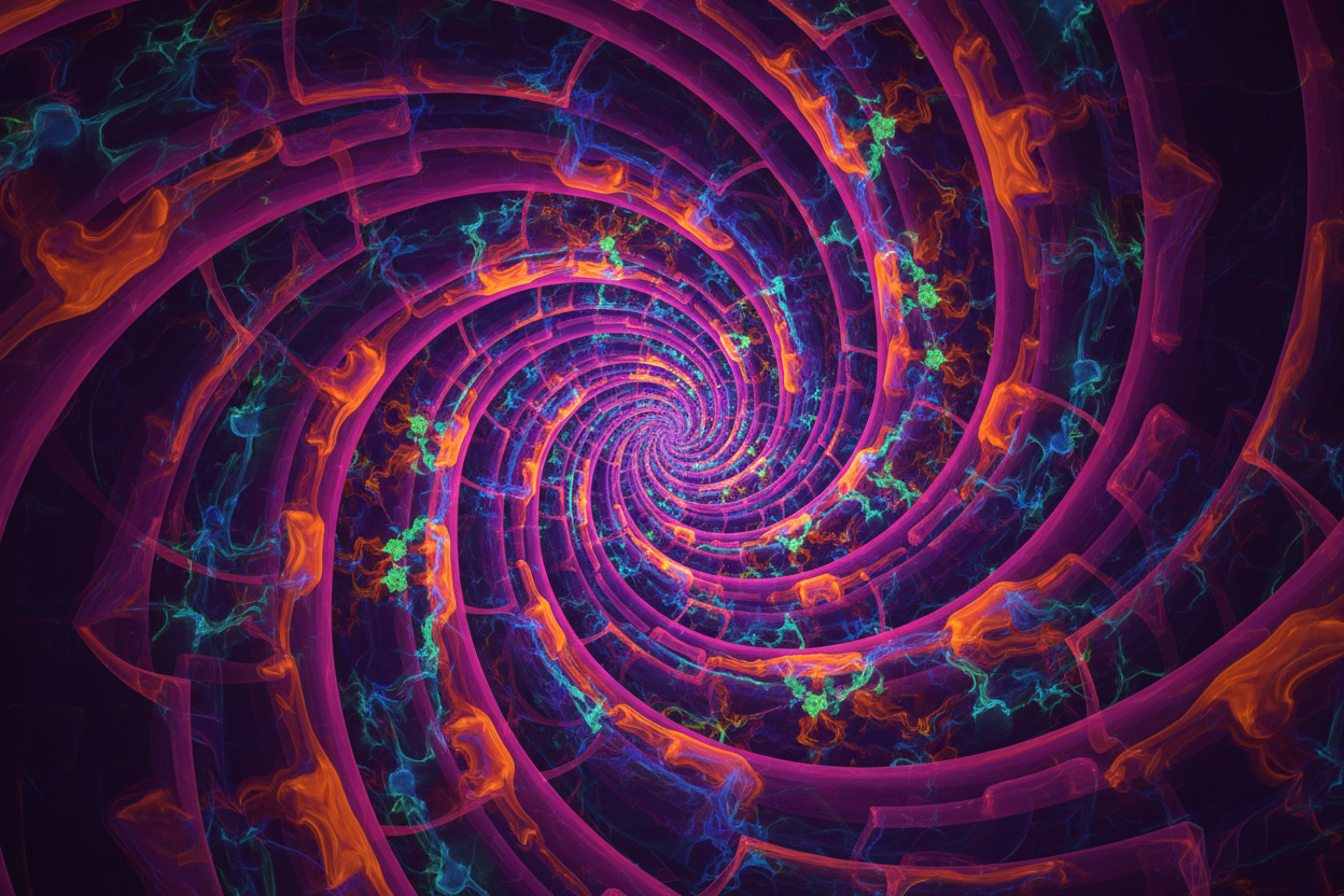 vibrant psychedelic colors swirling geometrically